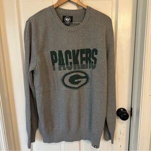 47 Green Bay Packers NWT Sweater Gray Crewneck Cotton Football knit NFL Size XL‎
